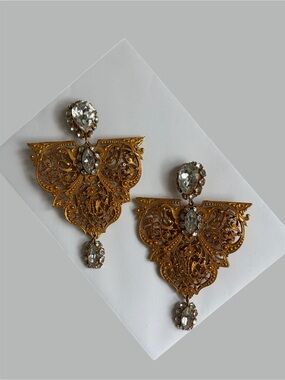 Vintage Dominique Aurientis Gold Crystal Earrings